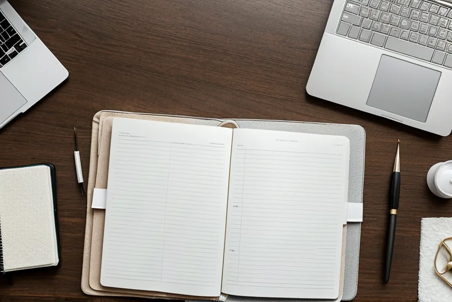 Bureau de travail avec un ordinateur portable et des notes sur la communication.