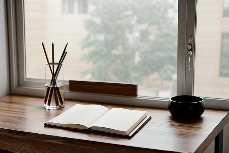 Un carnet de notes sur un bureau avec des habitudes cochées, style minimaliste.