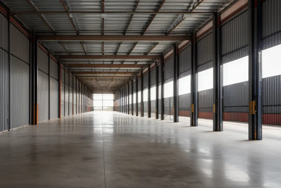 Vue floue d'un couloir menant à une zone logistique de bureau
