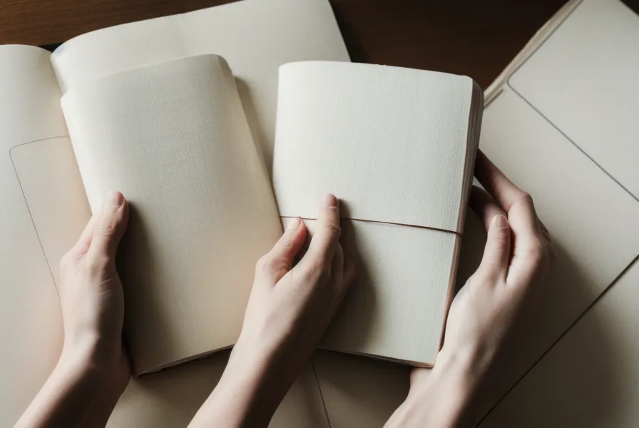 Gros plan sur des mains tenant un carnet de notes sur un bureau