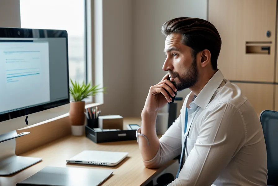 Un employé de bureau passant un appel téléphonique dans un bureau calme