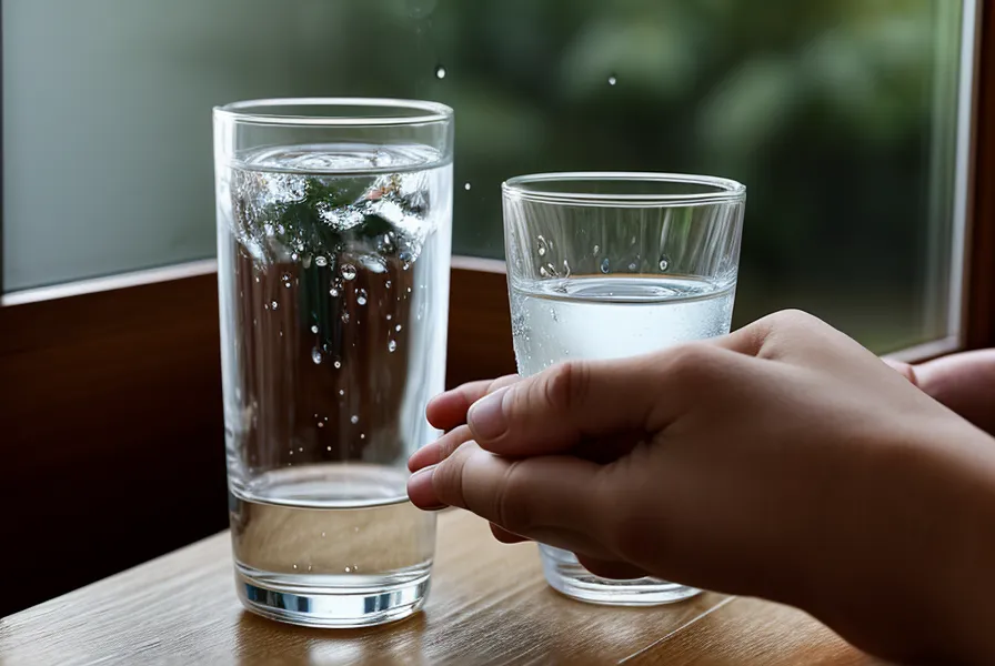 Gros plan d'un verre d'eau sur un bureau de travail