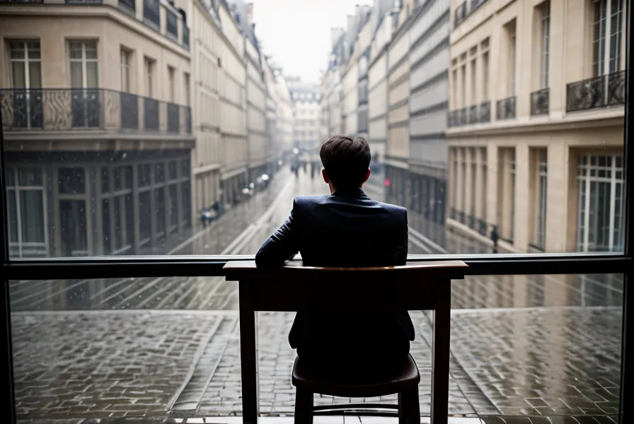 Personne regardant par la fenêtre pendant une pause au travail