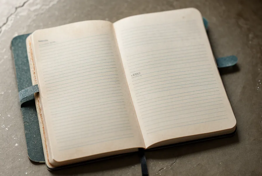 Un carnet de notes ouvert avec des exercices de respiration à côté d'un verre d'eau.