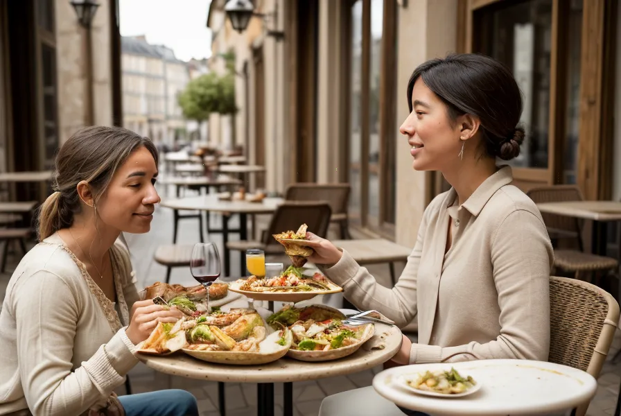 Déjeuner simple entre collègues sur une terrasse de café