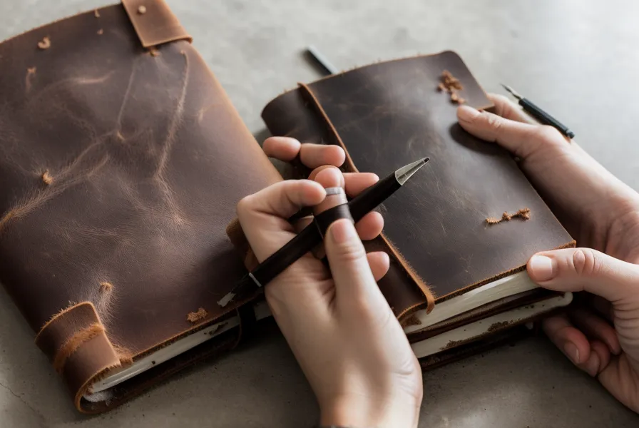 Mains tenant un carnet de notes sur un bureau de travail